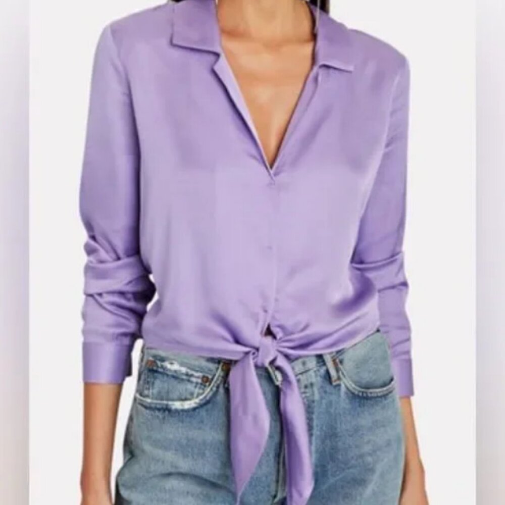 L'Agence V-Neck Long Sleeve Crop Top